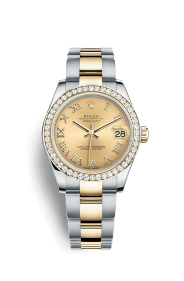 Rolex 178383-0023 : Datejust 31 Rolesor Yellow Diamond / Oyster / Champagne Roman