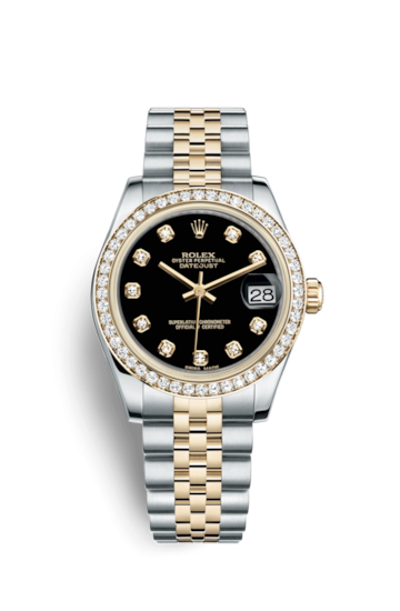 Rolex 178383-0034 : Datejust 31 Rolesor Yellow Diamond / Jubilee / Black Diamond