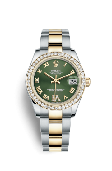 Rolex 178383-0043 : Datejust 31 Rolesor Yellow Diamond / Oyster / Green Roman