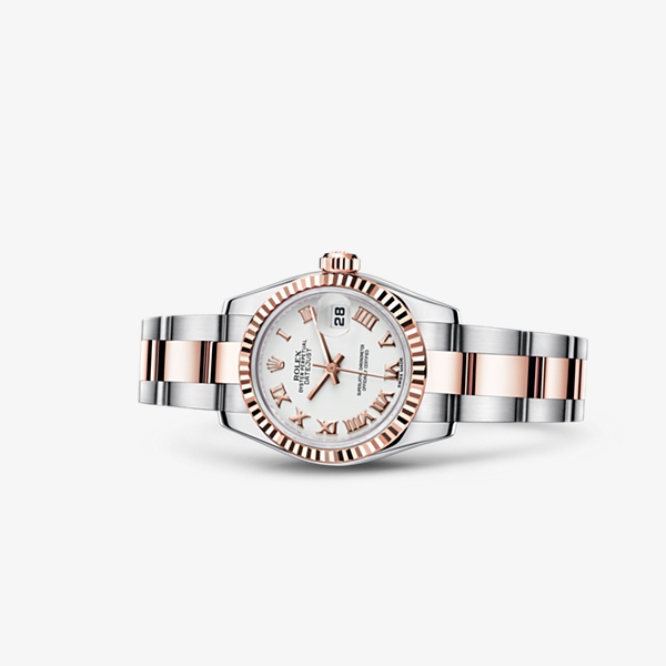 Rolex 179171-0073 : Lady-Datejust 26 Rolesor Everose Fluted White Oyster