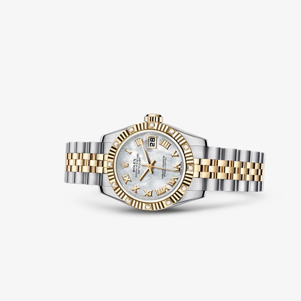 Rolex 179313-0017 : Lady-Datejust 26 Rolesor Fluted Diamond Mother-of-Pearl