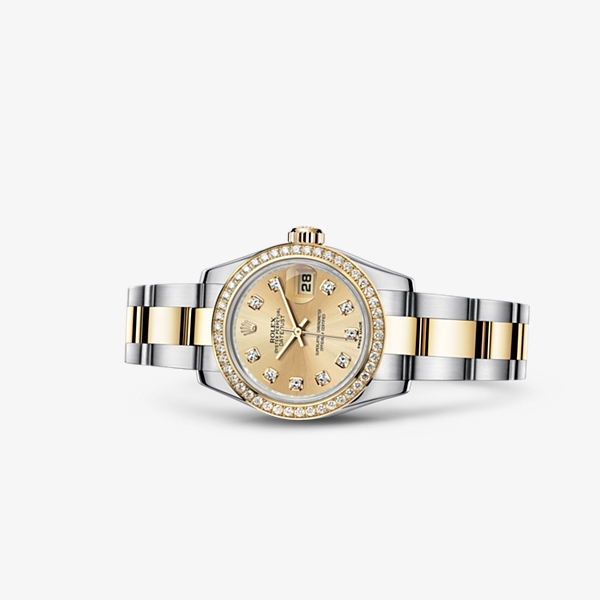 Rolex 179383-0001 : Lady-Datejust 26 Rolesor Diamond Champagne Diamond Oyster
