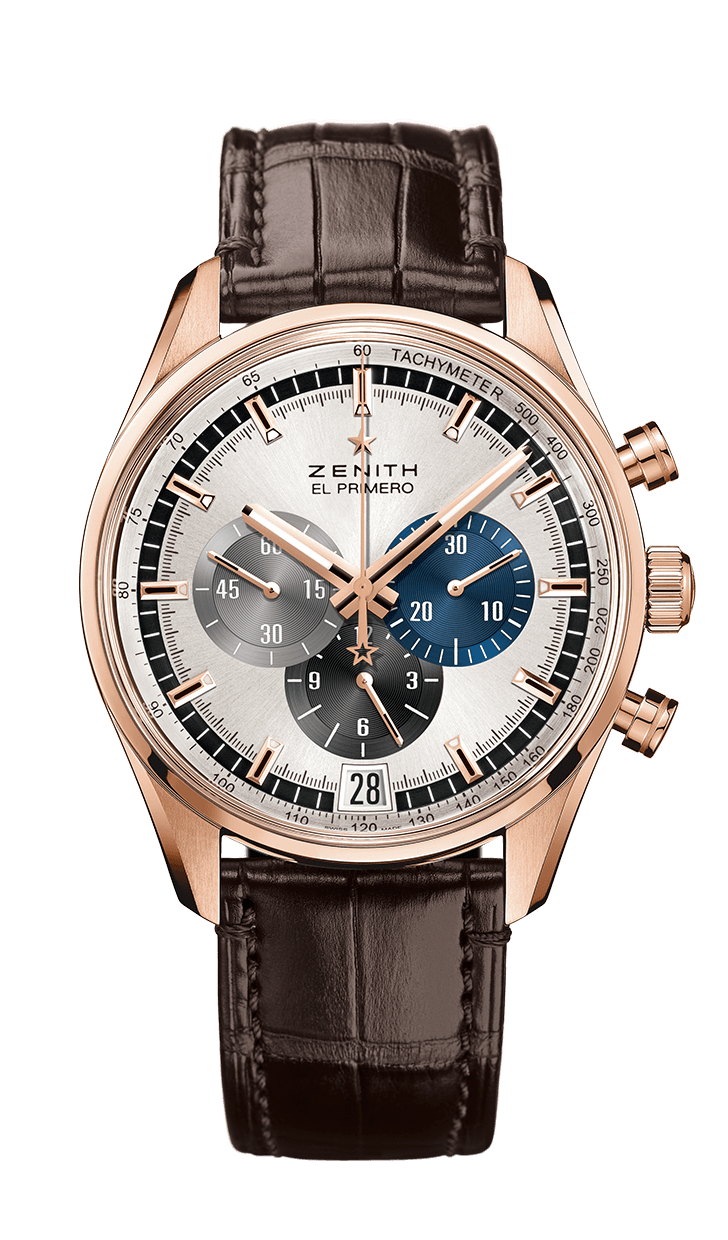 Zenith 18.2043.400/69.C494 : El Primero Chronomaster 42 Rose Gold / Silver / Alligator