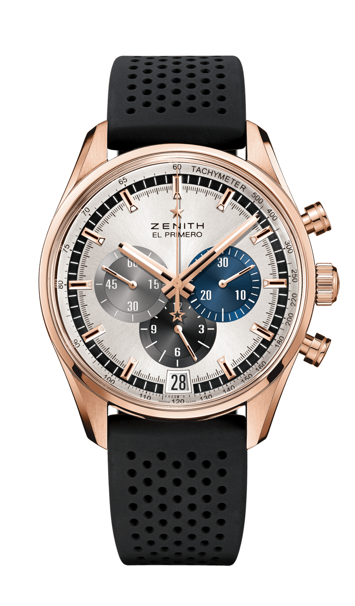 Zenith 18.2043.400/69.R576 : El Primero Chronomaster 42 Rose Gold / Silver / Rubber