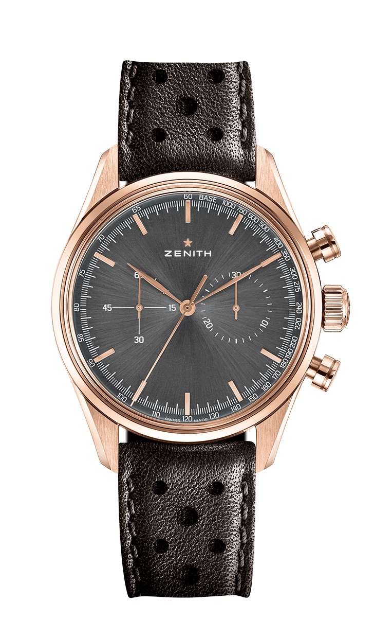 Zenith 18.2150.4069/91.C812 : El Primero 146 Rose Gold / Grey / Calf