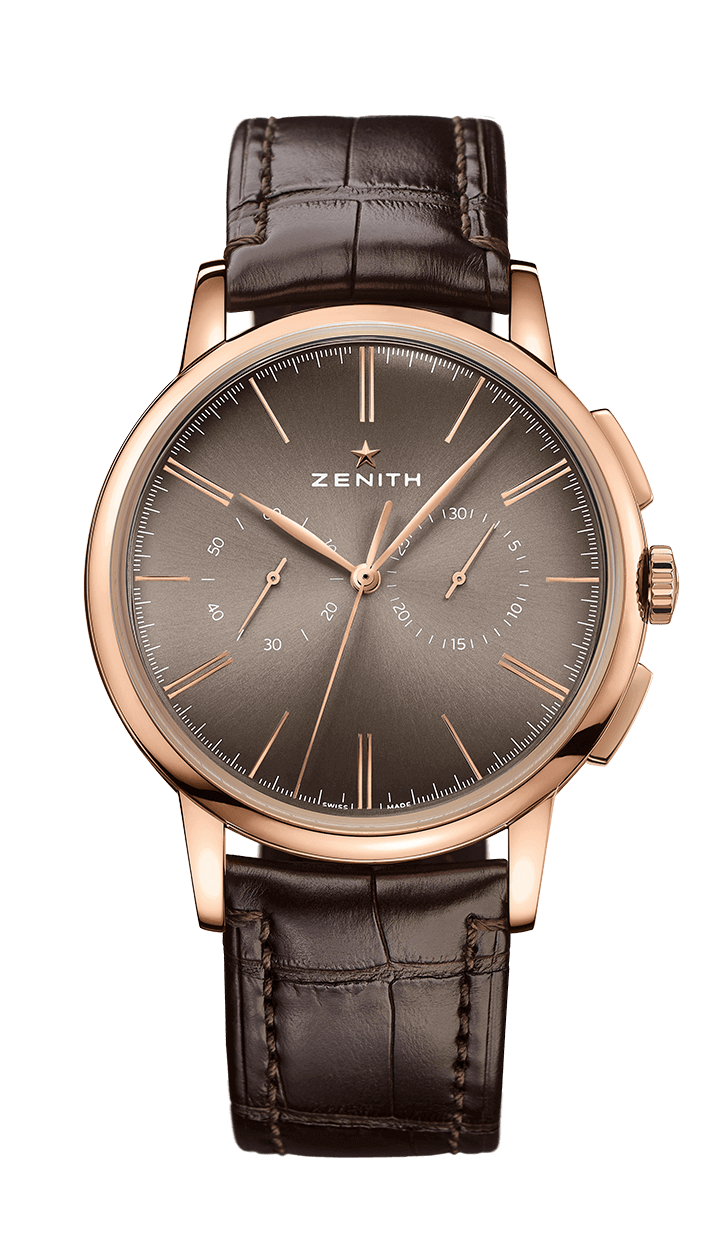 Zenith 18.2270.4069/18.C498 : Elite Chronograph Classic Rose Gold / Grey / Alligator