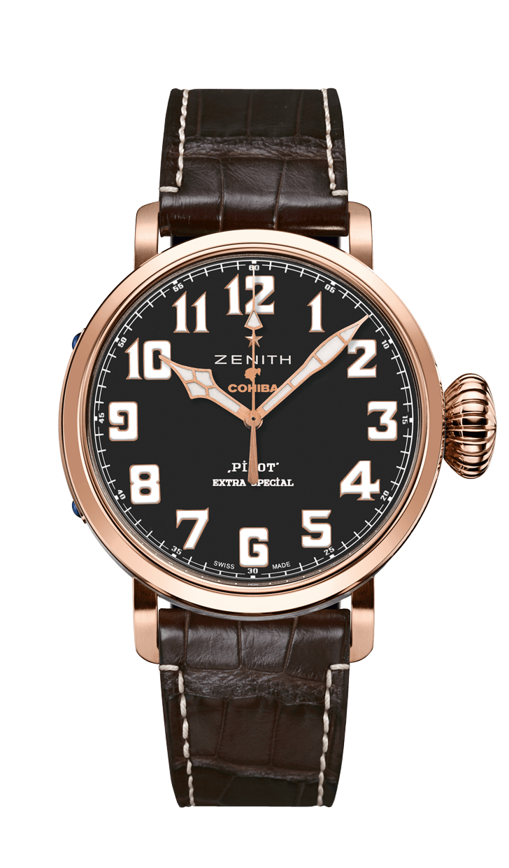 Zenith 18.2430.679/27.C721 : Pilot Type 20 Cohiba Edition Rose Gold / Black / Alligator