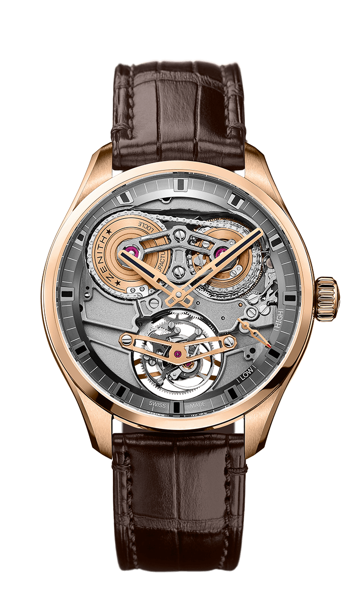 Zenith 18.2520.4805/98.C713 : El Primero Chronomaster Tourbillon 45 Rose Gold / Skeleton / Alligator
