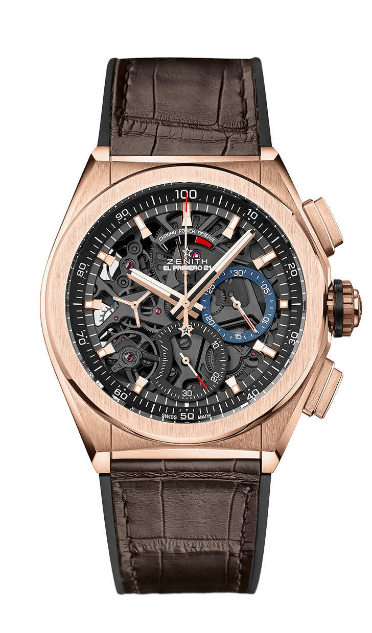 Zenith 18.9000.9004/71.R585 : Defy El Primero 21 Rose Gold / Skeleton / Alligator