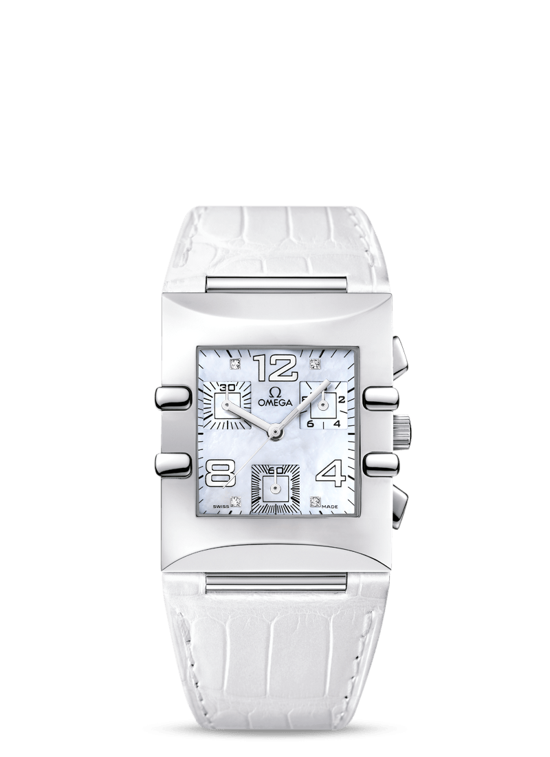 Omega 1841.75.36 : Constellation Quadra Quartz 28 Chronograph Stainless Steel / MOP/ Alligator