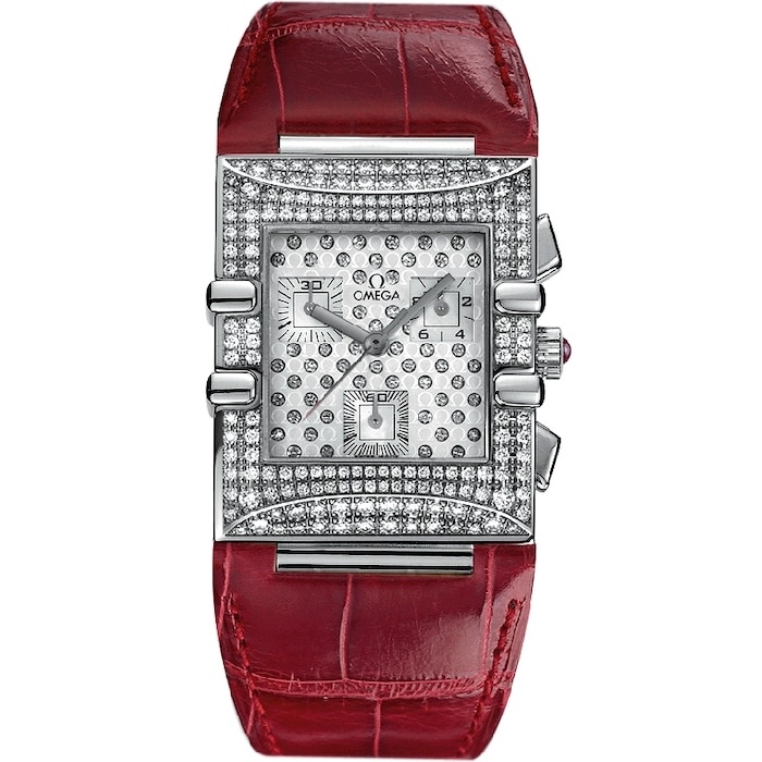 Omega 1845.87.31 : Constellation Quadra Quartz 28 Chronograph Stainless Steel - Diamond / White / Strap