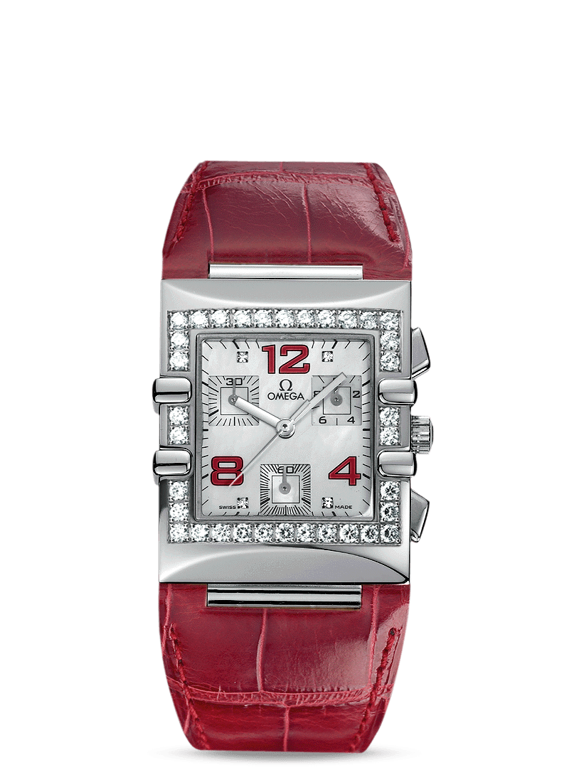Omega 1847.73.31 : Constellation Quadra Quartz 28 Chronograph Stainless Steel / Diamond / MOP/ Alligator