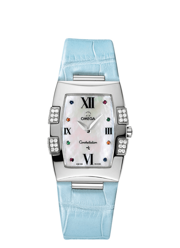 Omega 1886.79.33 : Constellation Quadrella Quartz 25 Stainless Steel / MOP / Blue Alligator