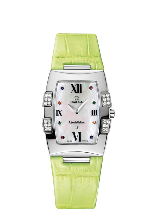Omega 1886.79.35 : Constellation Quadrella Quartz 25 Stainless Steel / MOP / Green Alligator