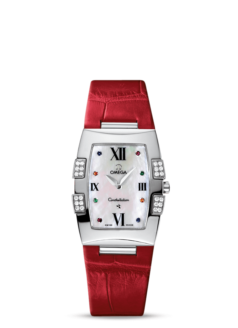 Omega 1886.79.40 : Constellation Quadrella Quartz 25 Stainless Steel / MOP / Red Alligator