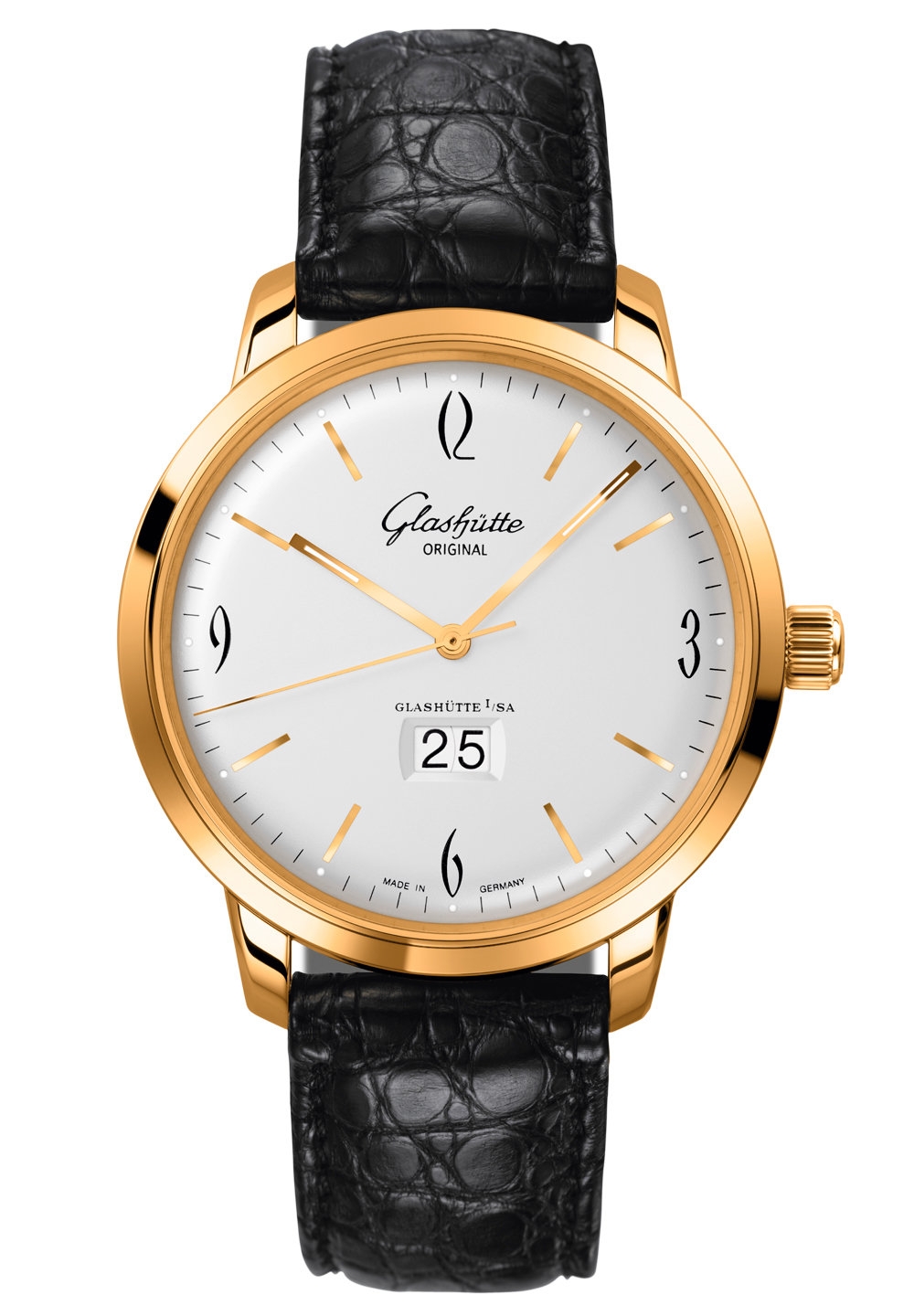 Glashütte Original 2-39-47-01-01-04 : Sixties Panorama Date Rose Gold / Silver / Alligator / Pin