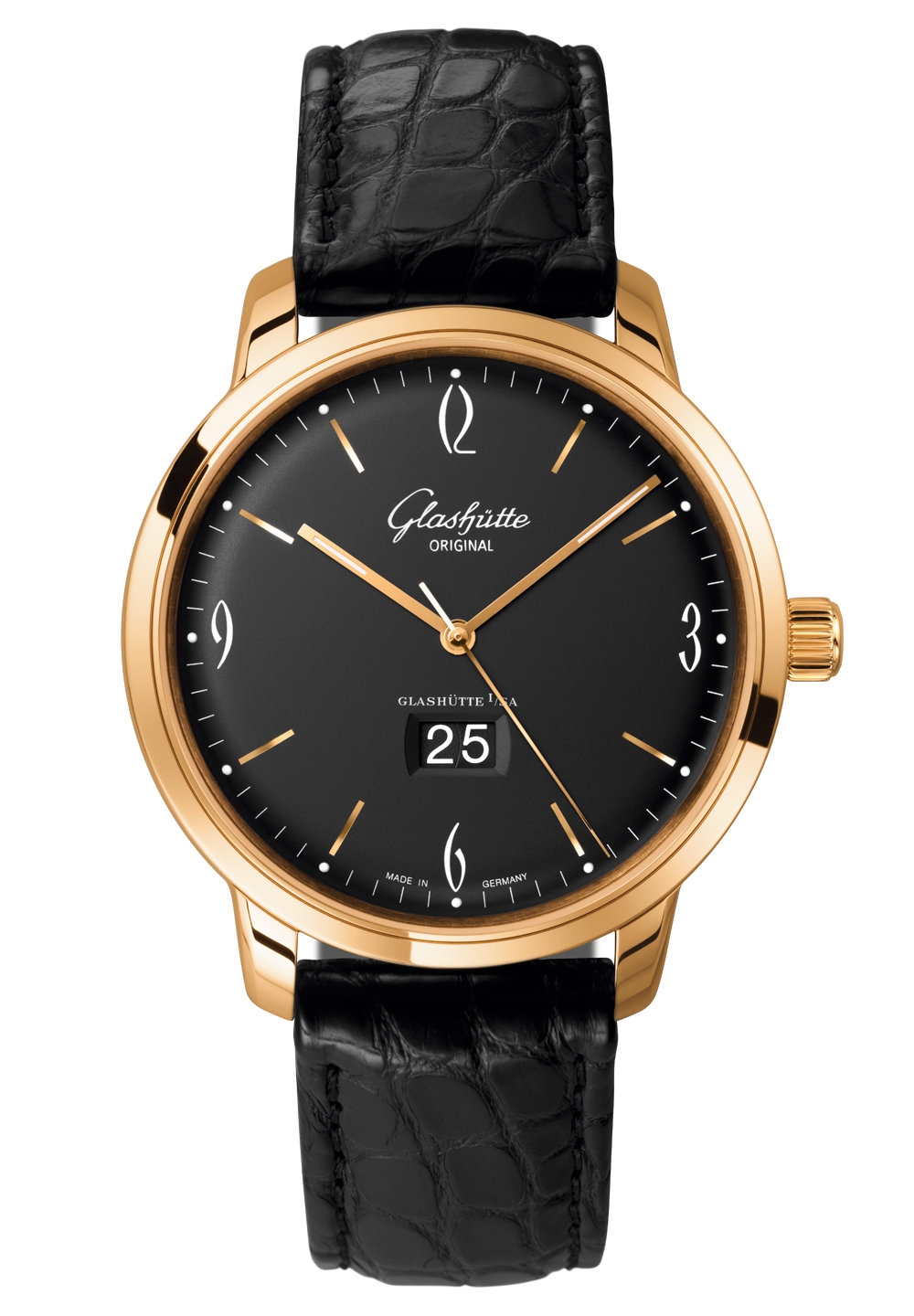 Glashütte Original 2-39-47-02-01-04 : Sixties Panorama Date Rose Gold / Black / Alligator / Pin