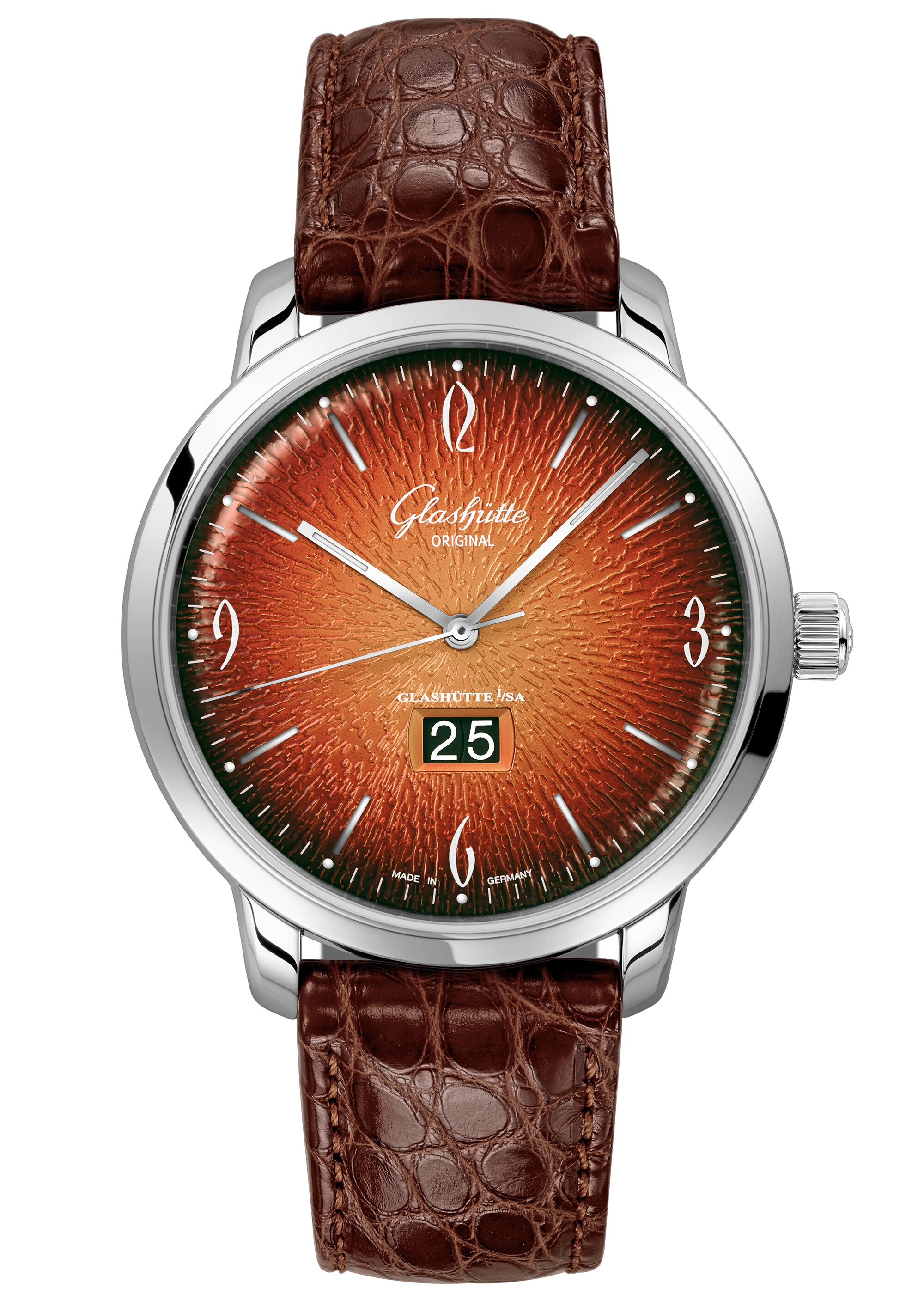 Glashütte Original 2-39-47-09-02-04 : Sixties Panorama Date Stainless Steel / Orange / Alligator / Pin / Annual Edition
