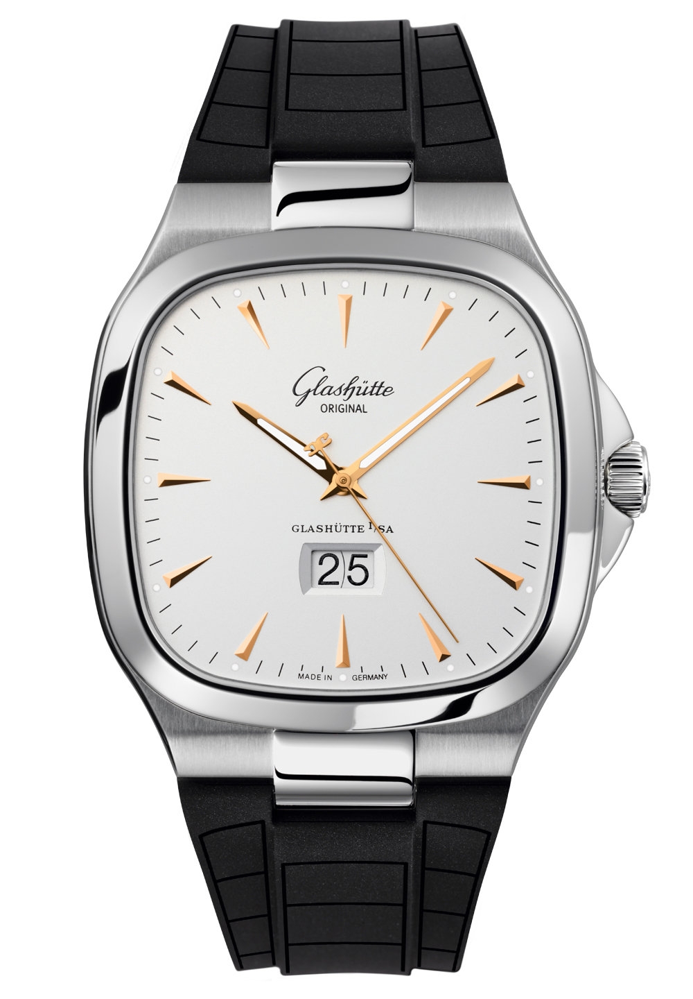 Glashütte Original 2-39-47-11-12-06 : Seventies Panorama Date Silver / Rubber / Folding