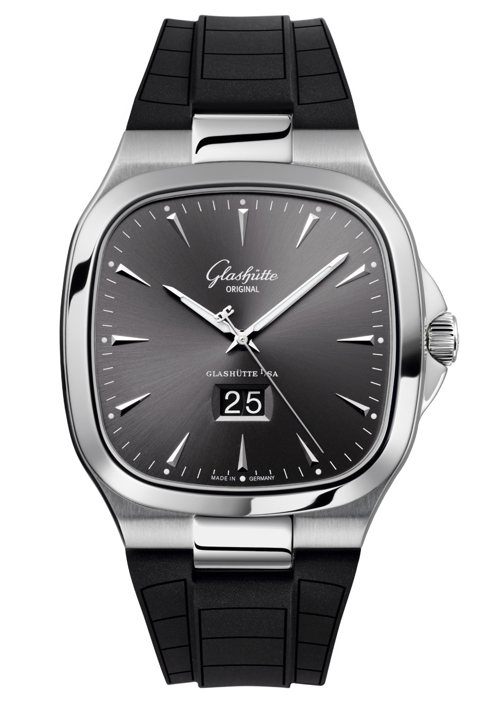 Glashütte Original 2-39-47-12-12-06 : Seventies Panorama Date Ruthenium / Rubber / Folding