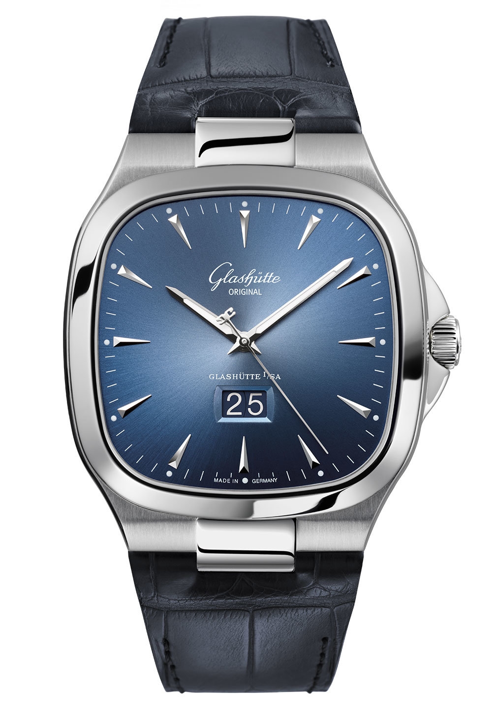 Glashütte Original 2-39-47-13-12-50 : Seventies Panorama Date Blue / Alligator / Folding