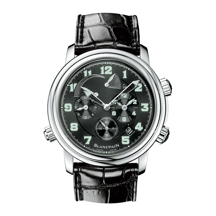 Blancpain 2041-1130M-53B : Léman Réveil GMT Stainless Steel / Black / Alligator