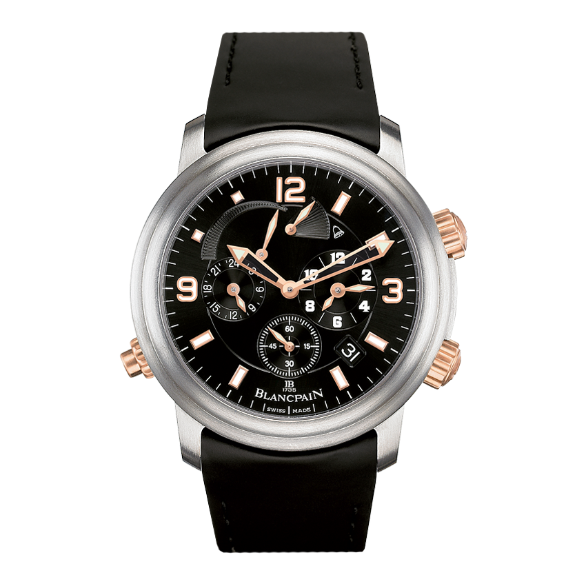 Blancpain 2041-12A30-64B : Léman Réveil GMT Titanium / Red Gold / Black / Rubber