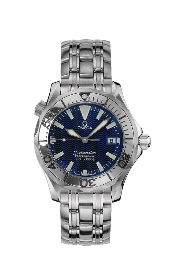 Omega 2063.80.00 : Seamaster Diver 300M Quartz 36.25 Stainless Steel / Electric Blue / Bracelet