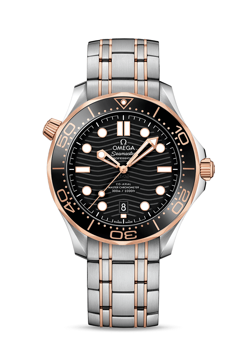 Omega 210.20.42.20.01.001 : Seamaster Diver 300M Master Co-Axial 42 Stainless Steel / Sedna Gold / Black / Bracelet