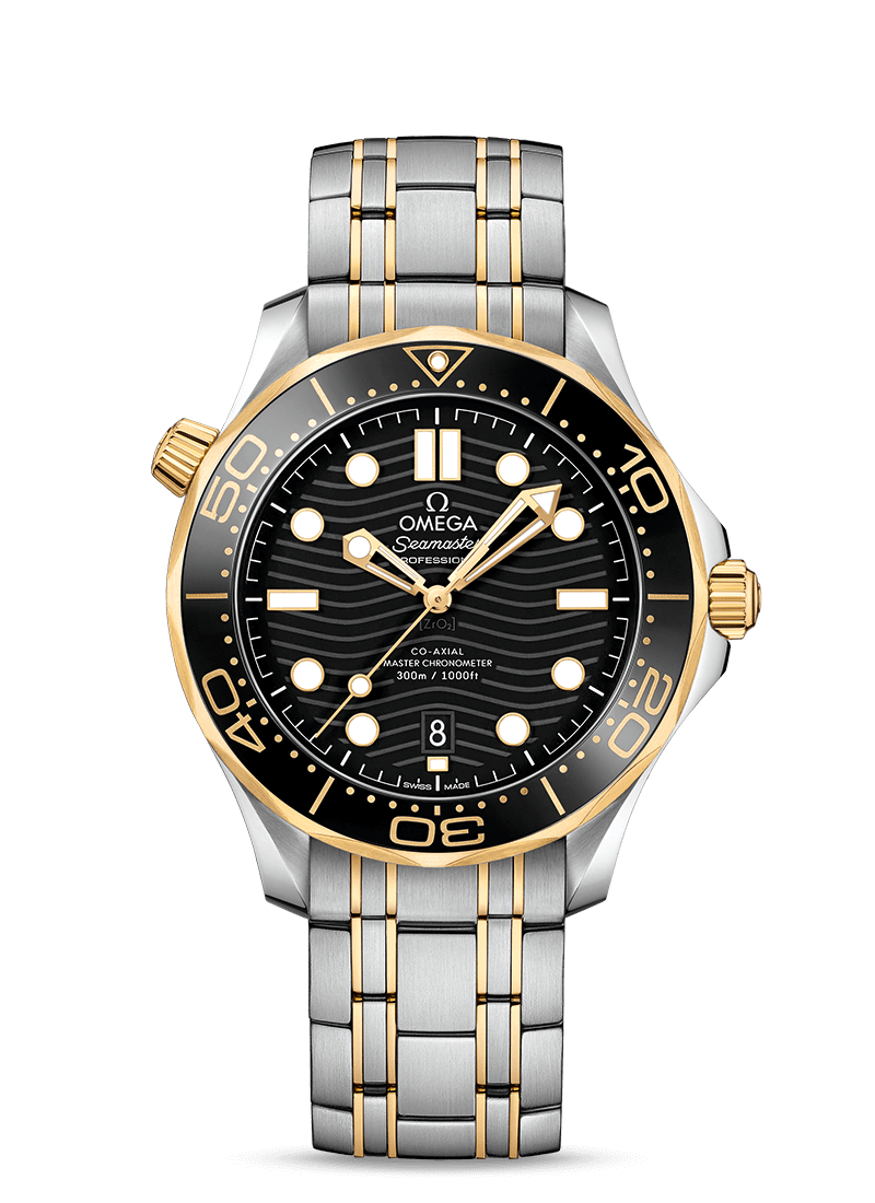 Omega 210.20.42.20.01.002 : Seamaster Diver 300M Master Co-Axial 42 Stainless Steel / Yellow Gold / Black / Bracelet