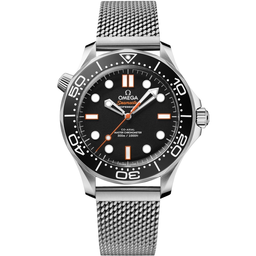 Omega 210.30.42.20.01.018 : Seamaster Diver 300M Master Co-Axial 42 No-Date Stainless Steel / Black - Orange / Mesh