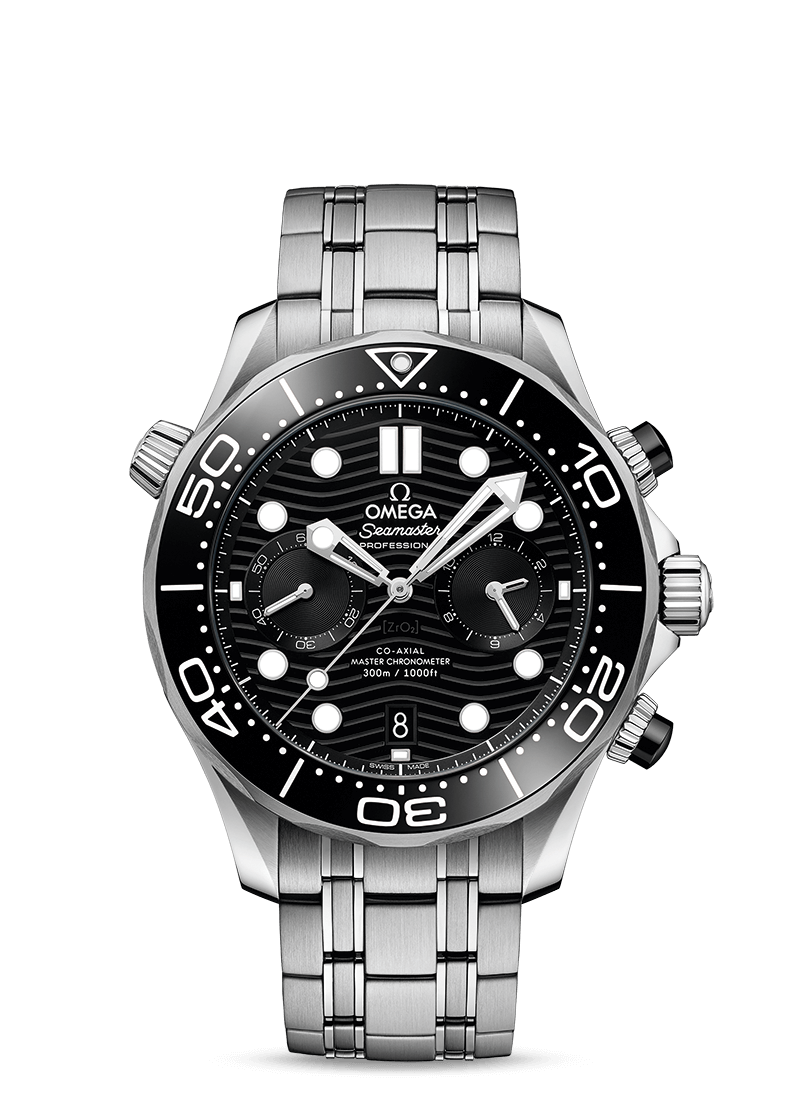 Omega 210.30.44.51.01.001 : Seamaster Diver 300M Master Co-Axial 44 Chronograph Stainless Steel /  Black / Bracelet