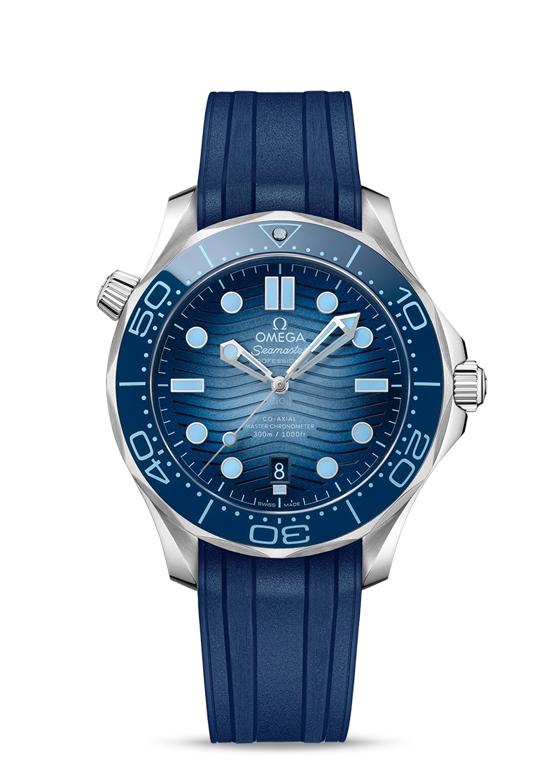 Omega 210.32.42.20.03.002 : Seamaster Diver 300M Master Co-Axial 42 Stainless Steel / Summer Blue / Rubber