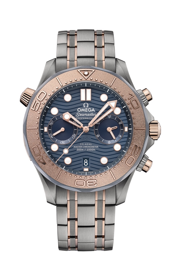 Omega 210.60.44.51.03.001 : Seamaster Diver 300M Master Co-Axial 44 Chronograph Titanium / Tantalum / Sedna Gold / Blue / Bracelet