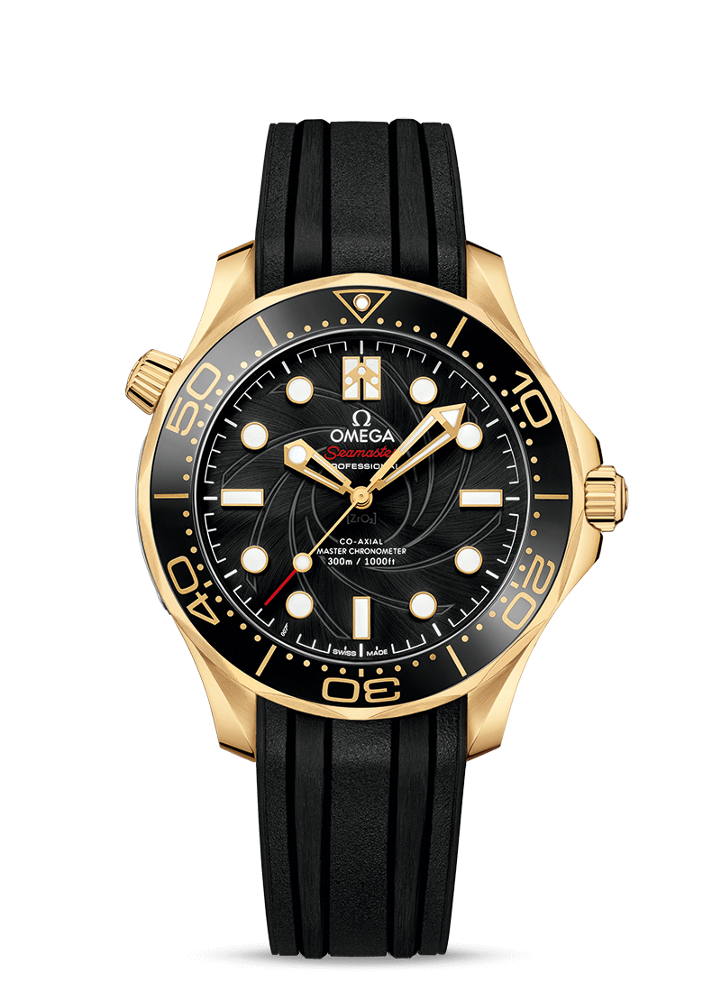 Omega 210.62.42.20.01.001 : Seamaster Diver 300M Master Co-Axial 42 James Bond Yellow Gold / Black / Rubber