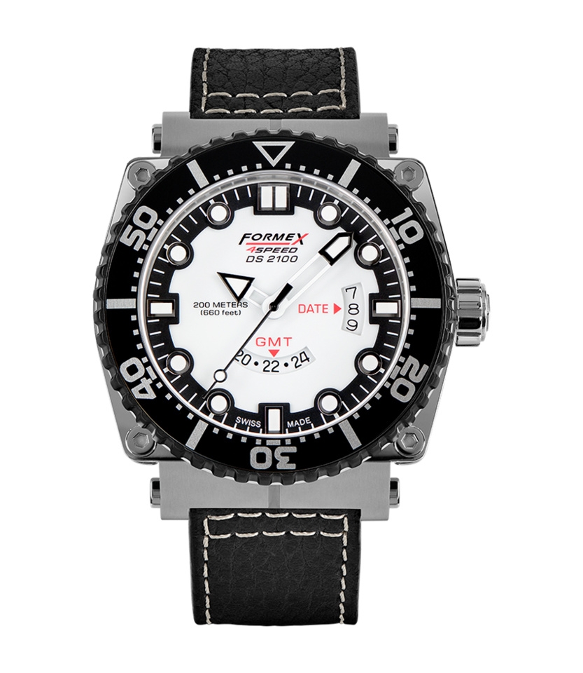 Formex 2100.3.2012.213 : Diver Quartz GMT White / Calf