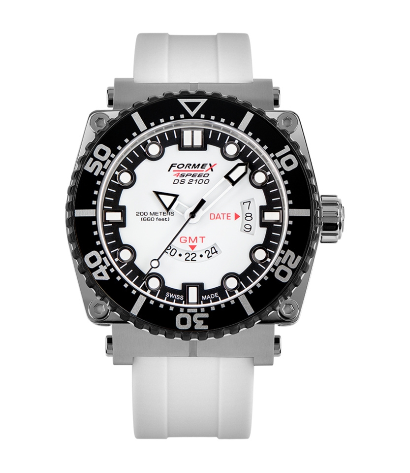 Formex 2100.3.2012.930 : Diver Quartz GMT White / Rubber