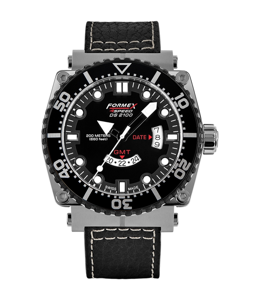 Formex 2100.3.2022.213 : Diver Quartz GMT Black / Calf
