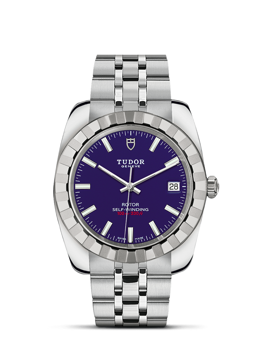 Tudor 21010-0005 : Classic 38 Stainless Steel / Fluted / Blue / Bracelet