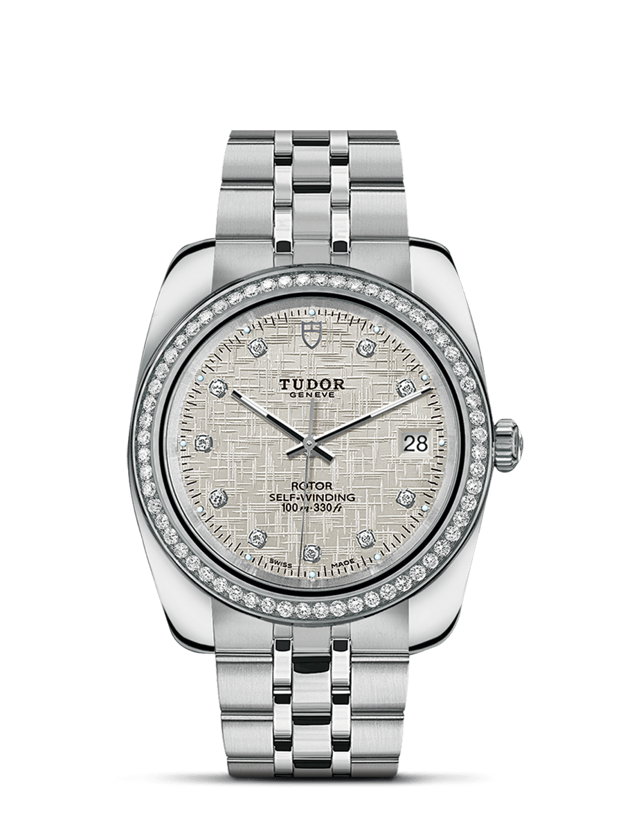 Tudor 21020-0003 : Classic 38 Stainless Steel / Diamond / Silver-Diamond / Bracelet