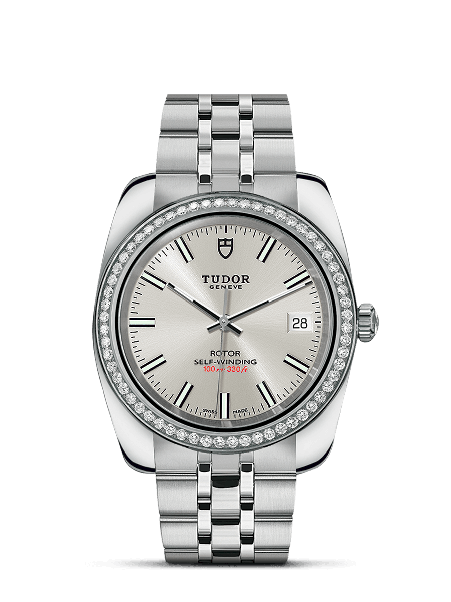 Tudor 21020-0004 : Classic 38 Stainless Steel / Diamond / Silver / Bracelet