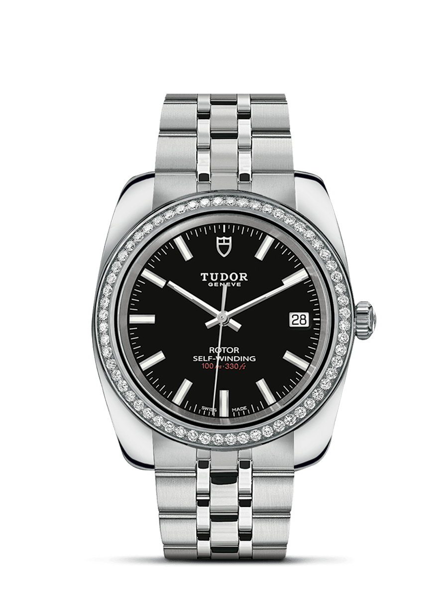 Tudor 21020-0007 : Classic 38 Stainless Steel / Diamond / Black / Bracelet