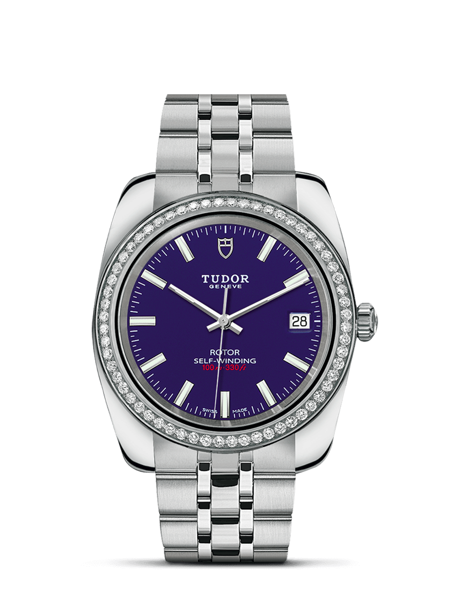 Tudor 21020-0009 : Classic 38 Stainless Steel / Diamond / Blue / Bracelet
