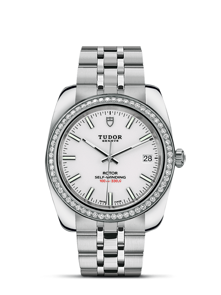 Tudor 21020-0010 : Classic 38 Stainless Steel / Diamond / White / Bracelet