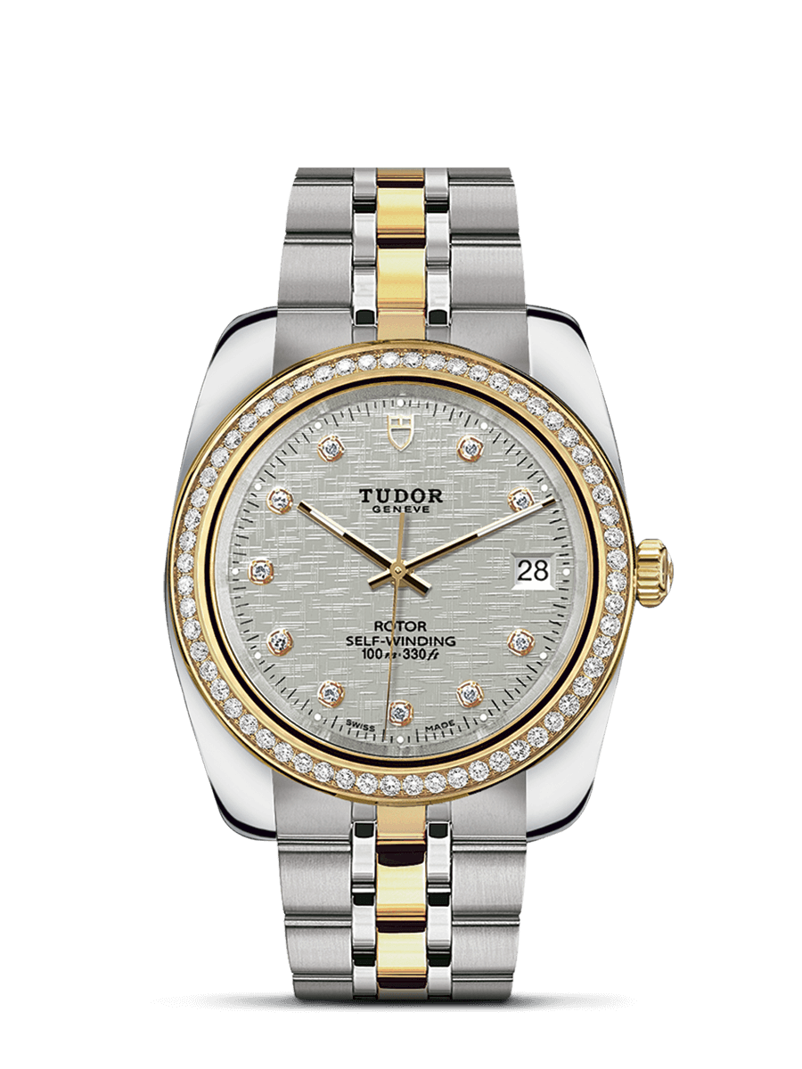 Tudor 21023-0004 : Classic 38 Stainless Steel / Yellow Gold / Diamond / Silver-Diamond / Bracelet