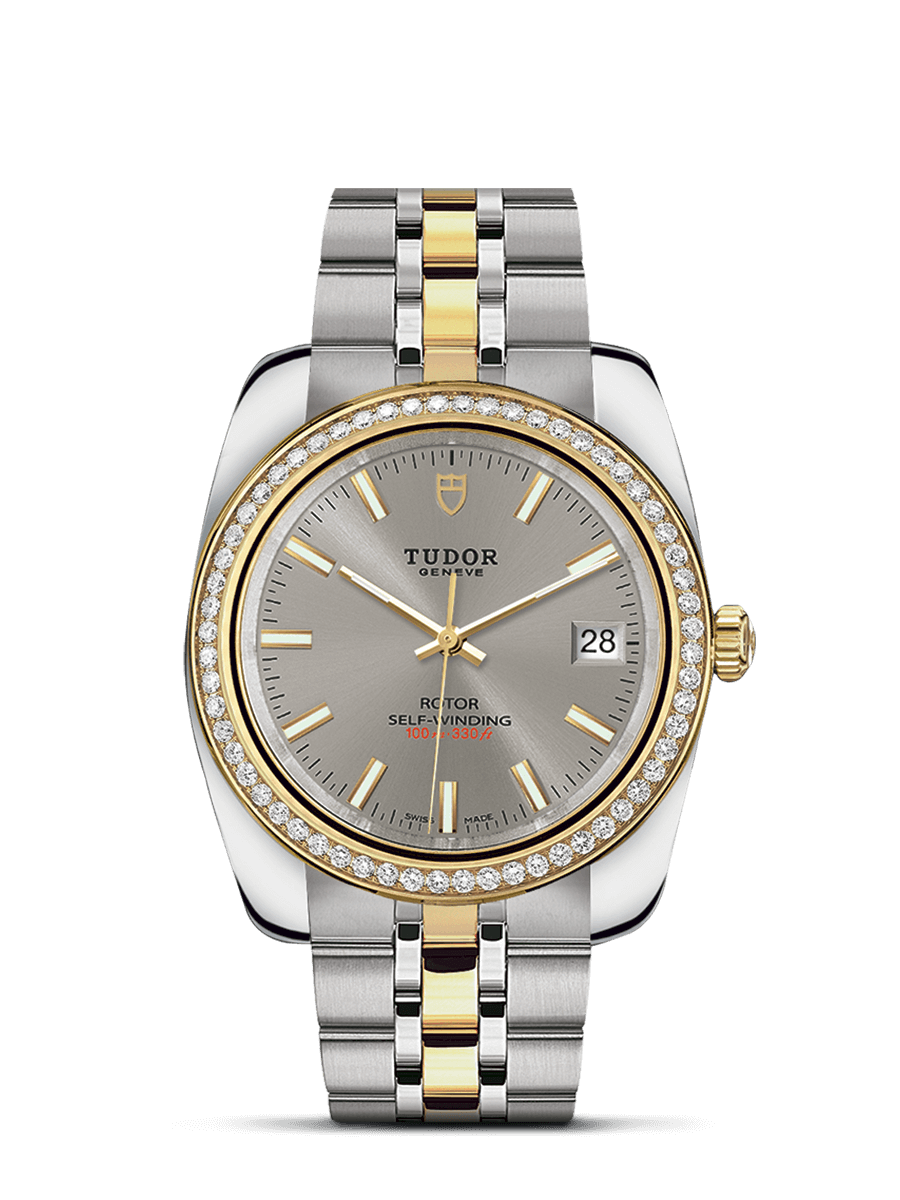 Tudor 21023-0005 : Classic 38 Stainless Steel / Yellow Gold / Diamond / Silver / Bracelet