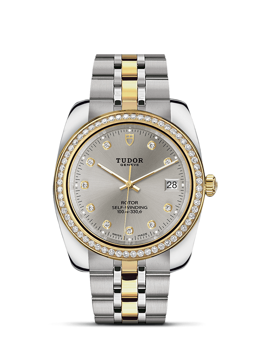 Tudor 21023-0006 : Classic 38 Stainless Steel / Yellow Gold / Diamond / Silver-Diamond / Bracelet