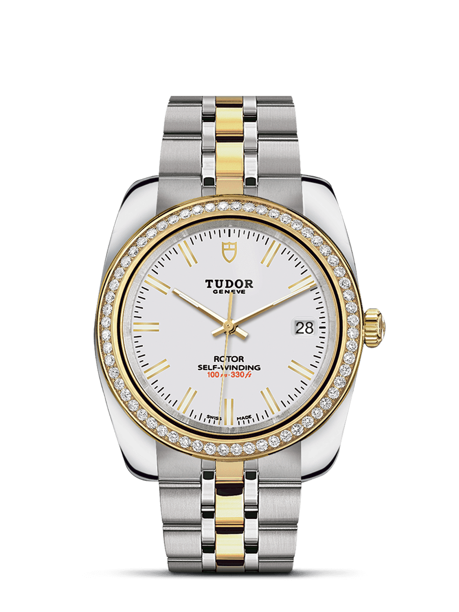 Tudor 21023-0007 : Classic 38 Stainless Steel / Yellow Gold / Diamond / White / Bracelet