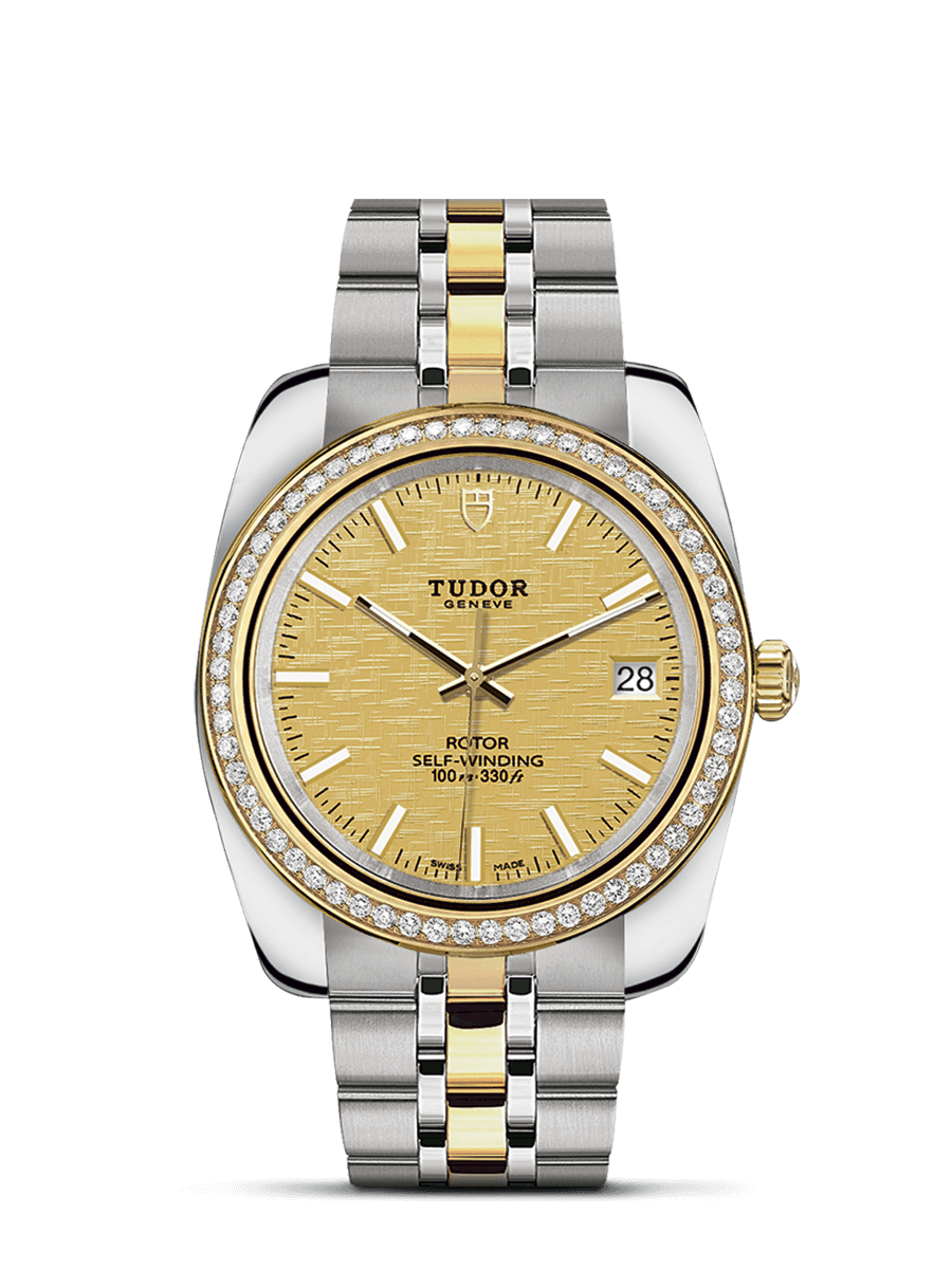 Tudor 21023-0009 : Classic 38 Stainless Steel / Yellow Gold / Diamond / Champagne / Bracelet