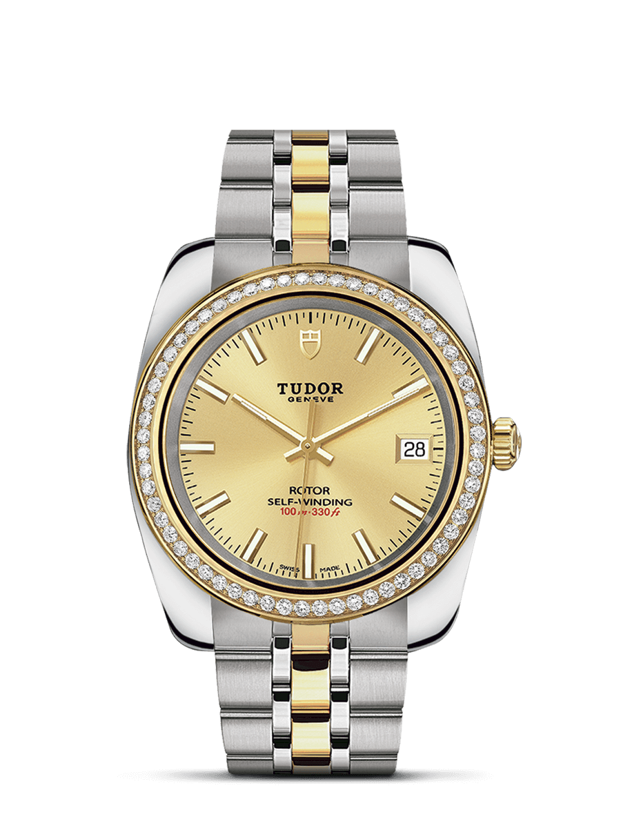 Tudor 21023-0011 : Classic 38 Stainless Steel / Yellow Gold / Diamond / Champagne / Bracelet